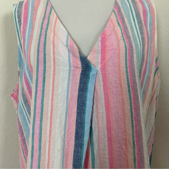 Time And Tru Linen Blend Stripe Tank Top Women’s XL 16/18 Sleeveless Colorful - Picture 9 of 14